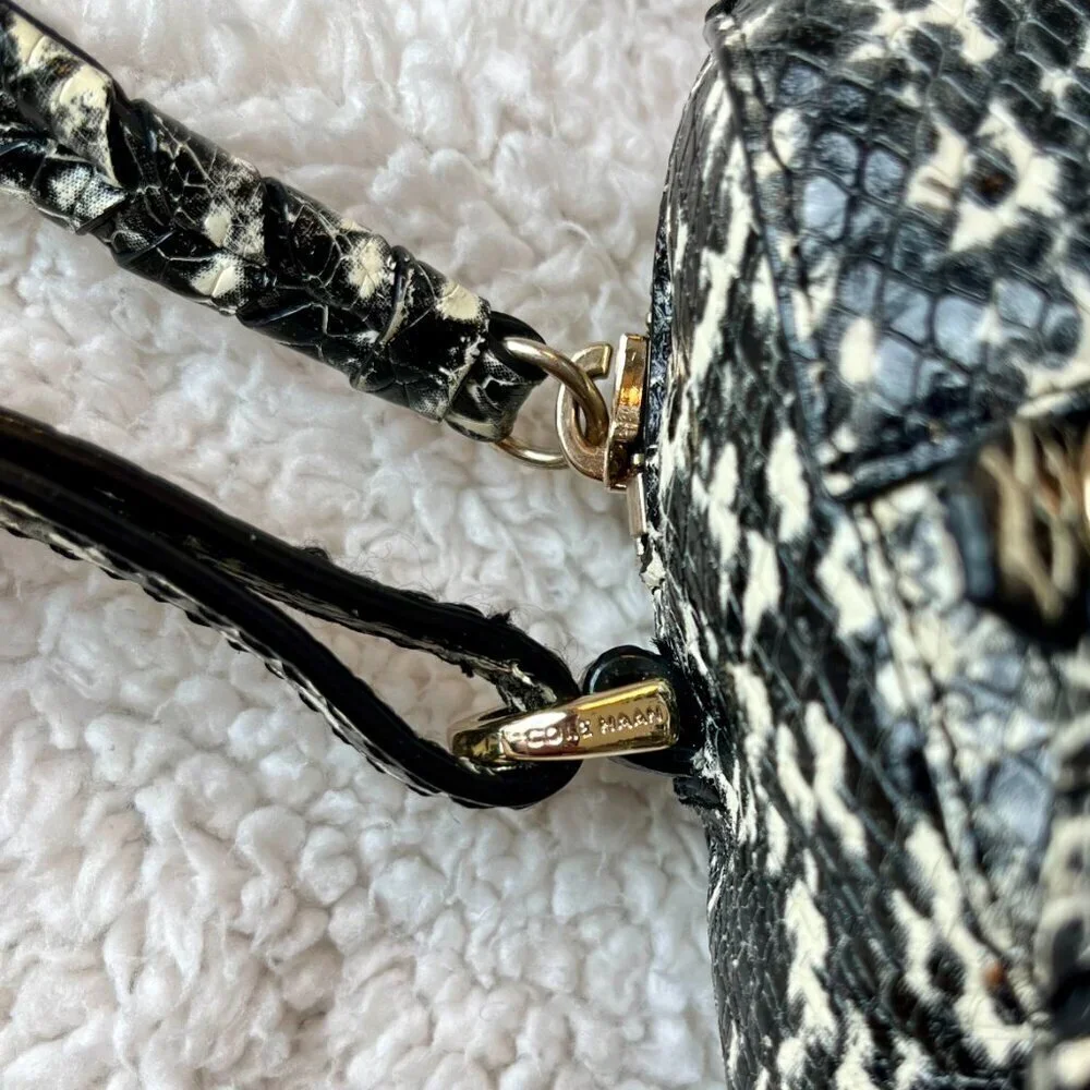 Cole Haan Leather bag Satchel or Crossbody Snake Embossed Cream & Black